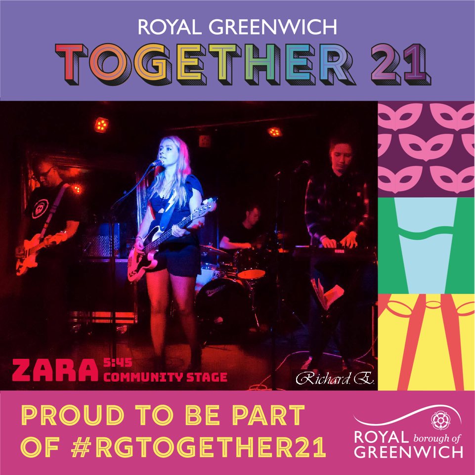 This Saturday catch my band Zara playing some #alternativeRock at #GreenwichFestival #RGTogether21 @Royal_Greenwich 21Aug’21 FREE #Charlton #CharltonPark