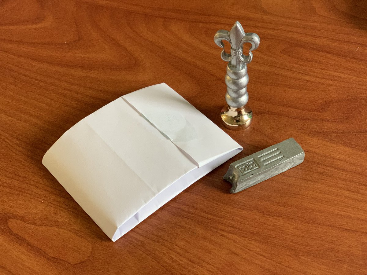 mrsahowell3's tweet photo. In my @Clarkshaweagles History of Espionage elective class, students learned about Black Chambers where authorities read through mail, as well as letterlocking techniques used to try to prevent snooping. Then, students watched a YouTube tutorial &amp; recreated one of the techniques. https://t.co/KsifGcvTCF