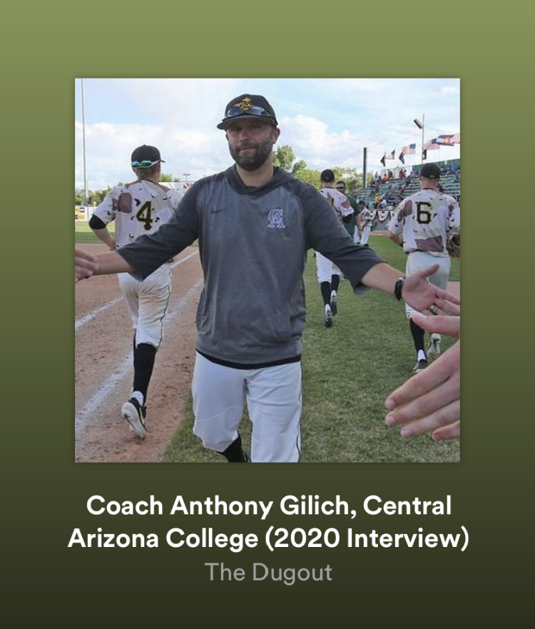 As part of our re-releasing of last years interviews to <a href="/Spotify/">Spotify</a> we'd like to present Head Coach Anthony Gilich of <a href="/CAC_BaseballDB9/">Central AZ Baseball</a> 

Check it out at shorturl.at/jCOV5

#CollegeBaseball #JUCOBaseball #NJCAABaseball #JUCO #NJCAA #Baseball #CollegeRecruiting #MLBDraft #DB9