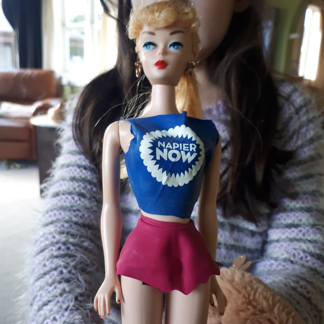 NapierinFrame's tweet photo. Today in #Lockdown #Microfashion:
Miss B cut up some balloons that had gone flat and turned then into clothes for her Barbie! https://t.co/p1sN3QqO6I