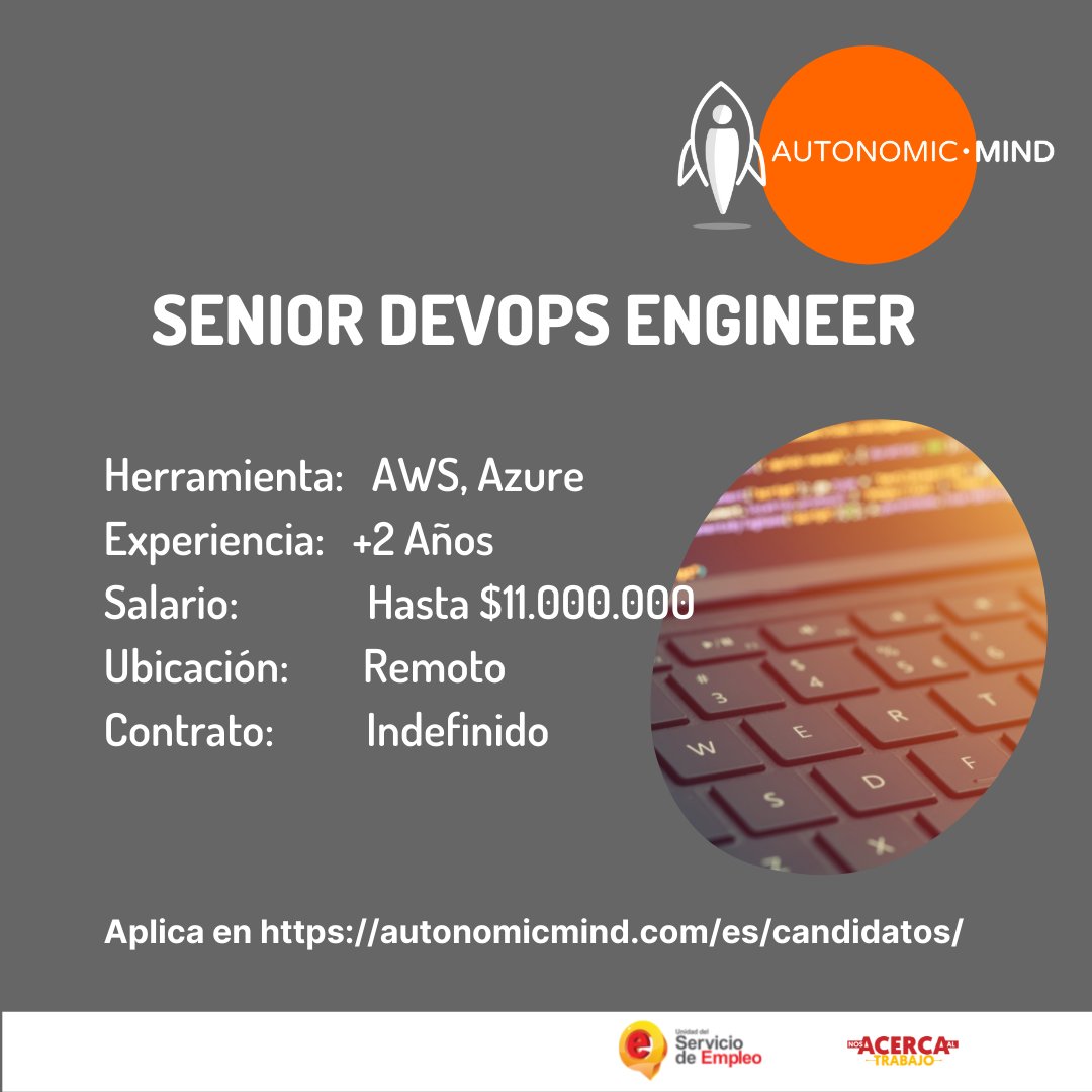 Autonomic_Mind's tweet image. #OportunidadLaboral Aplica a las vacantes que tenemos disponibles en nuestro portal, ¡Te estamos esperando!
autonomicmind.com/es/candidatos/
#DevOps #seniordevops #SeniorEngineer #softwaredeveloper #softwareengineer #AWS #azuredevops #NOCEngineer #helpdesksupport #HelpDeskSoftware