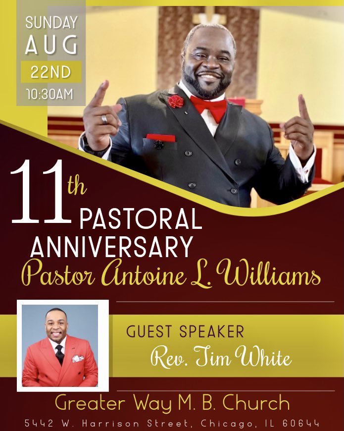 LadyFaith_GP7's tweet photo. Join us Sunday as we celebrate our Pastor. We'll be inside the sanctuary as well as on Facebook live!!!

If you would like to be a blessing to Pastor Antoine Williams, Click the link below and create an account. Select Pastor's Anniversary!

https://t.co/bT1BsXOll1 https://t.co/ffBuMb9ExE