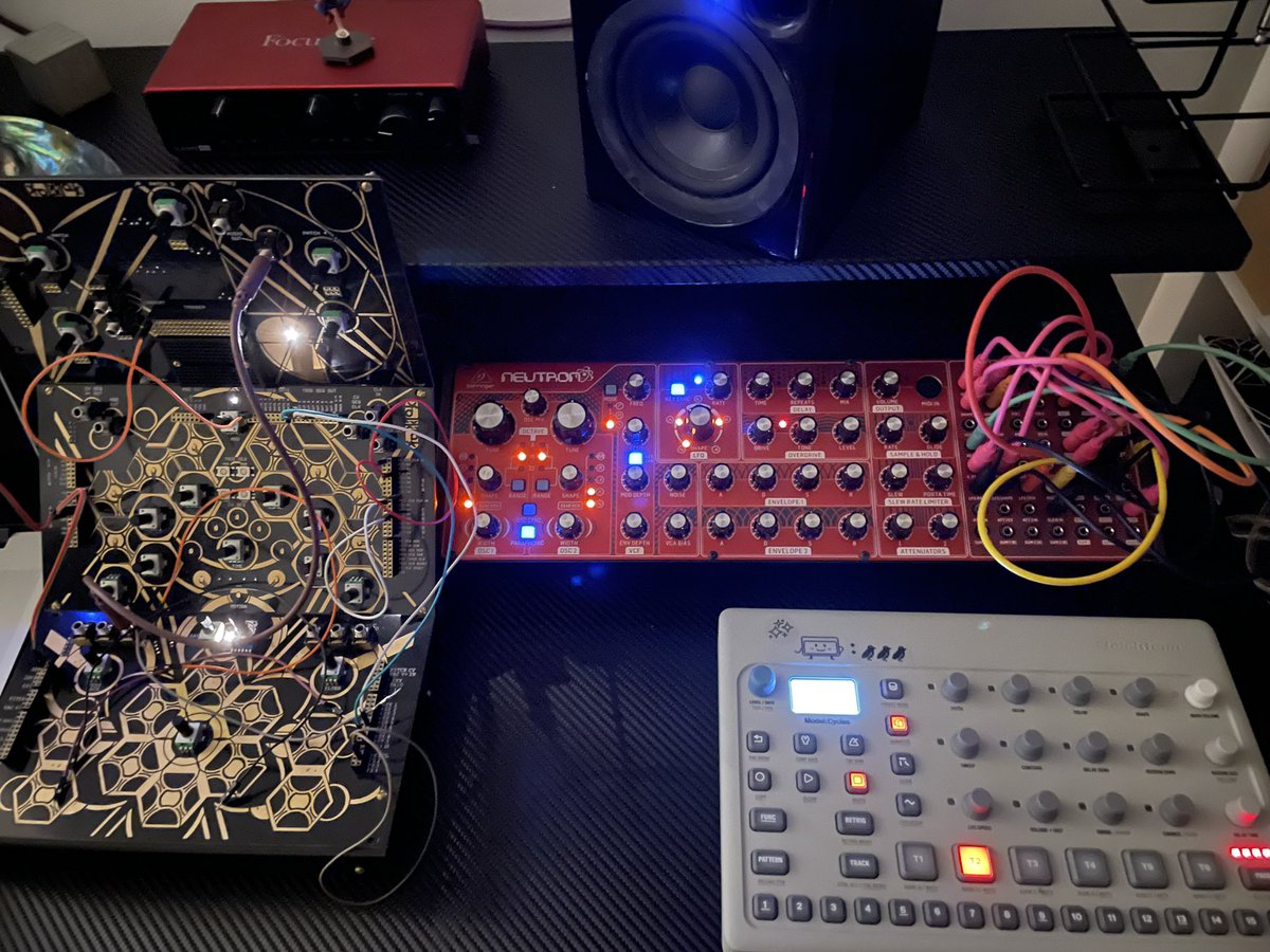 thedatabats's tweet photo. Finally get things situated.
#ModularSynthesizers #Eurorack #SemiModular #Synthesizers #Folktek #FolktekMescaline #BehringerNeutron #Elektron #Elektronauts #ModelCycles #IndustrialMusic #DroneMusic #ExperimentalMusic #BattleStations #AmbientMusic #TheDatabats #WTFsADatabat https://t.co/bH5GoDNV0S