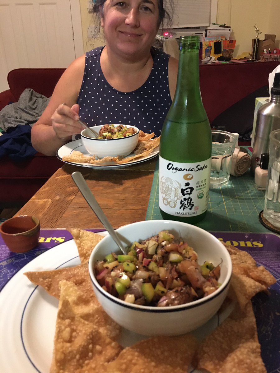 Fish of the week club (<a href="/RealGoodFish/">Real Good Fish</a>) delivered Albacore, so tasty poke tonight. Much yum.