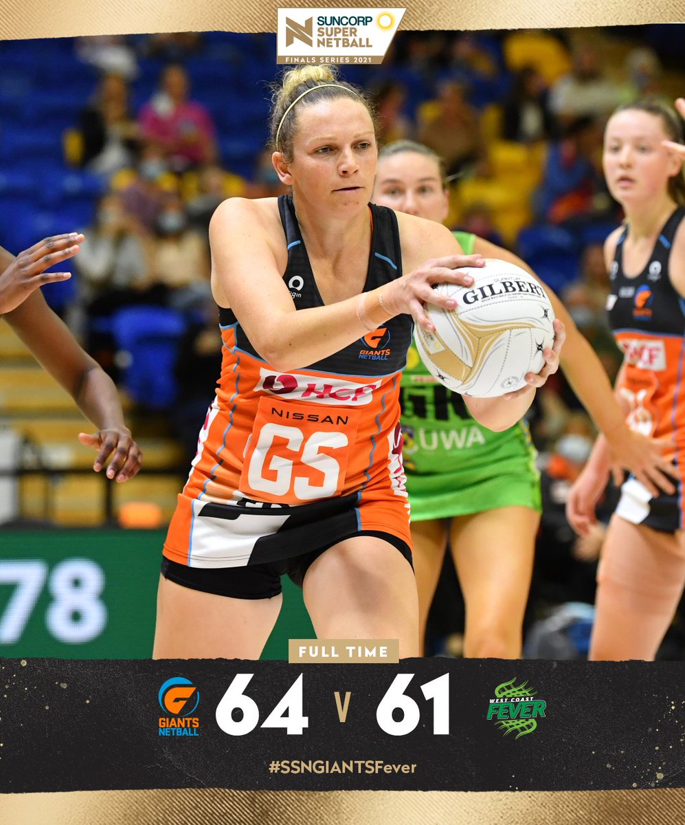 SuperNetball's tweet photo. FULL TIME⏱️

THE GIANTS WILL ADVANCE INTO THE 2021 GRAND FINAL!

#SSNFinals #SSNGIANTSFever https://t.co/LPOsi8xADK