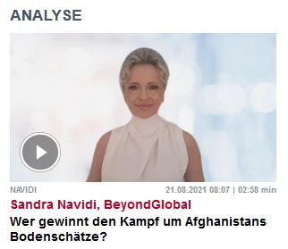 SandraNavidi's tweet photo. WATCH: Mein neues @ntvde @teleboerse @RTLGroup live Interview: Wer gewinnt den Kampf um #Afghanistan/s Bodenschätze? #Lithium #SelteneErden #Gold #Öl #Kohle #Kobalt #Uran #Boxite #Kupfer #Aluminium #Stahl #Seidenstrasse #China #Russland #Deutschland https://t.co/RuLBkKIY7C https://t.co/QWuInEDsle