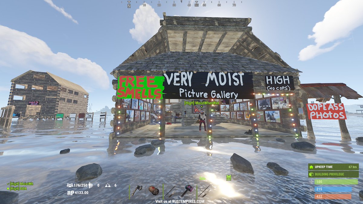 DOAsBar's tweet image. We out here in this relaxing Rust Empires RP server just chilling. Come say hi and get your photo taken by @MoistestWenWet #rust #rustempires #roleplayer