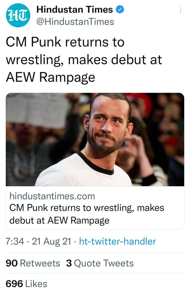 tejasmishra1997's tweet image. #CMPunk headlines nearly all India's top news pages and sites on twitter!!! His legacy is just too damn freakin big!!! Take a bow sir....
Welcome back CM Punk!!!
#CMPunkDay
#CMPunkReturns
#AEW
#AEWRampage