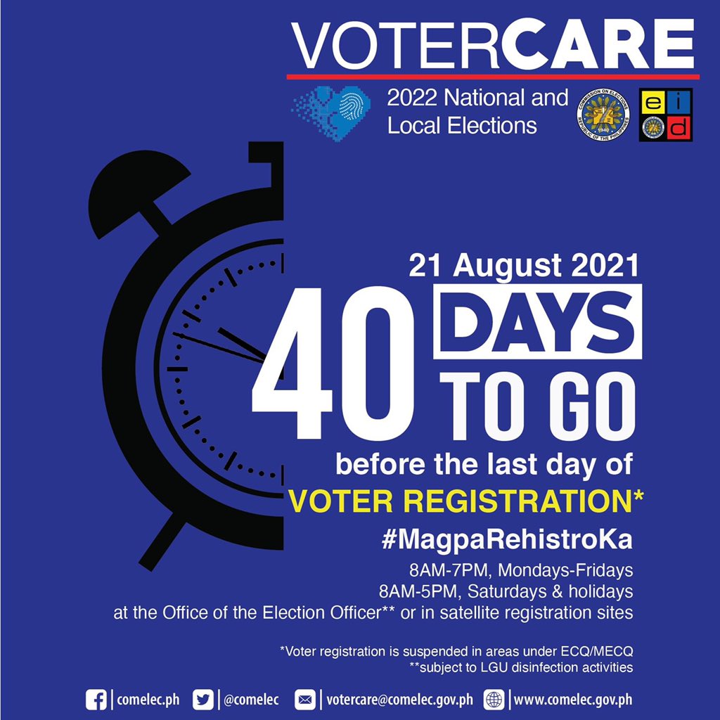 standbykathryn's tweet photo. 40 DAYS LEFT BEFORE VOTERS REGISTRATION CLOSE. 🗳

Let us exercise our right to suffrage. Our countrymen needs our vote. 🇵🇭

Your one vote can make a HUGE difference. As per supremo, "Lets do this". 

#MagpaRehistroKa https://t.co/ObRFQDufhg