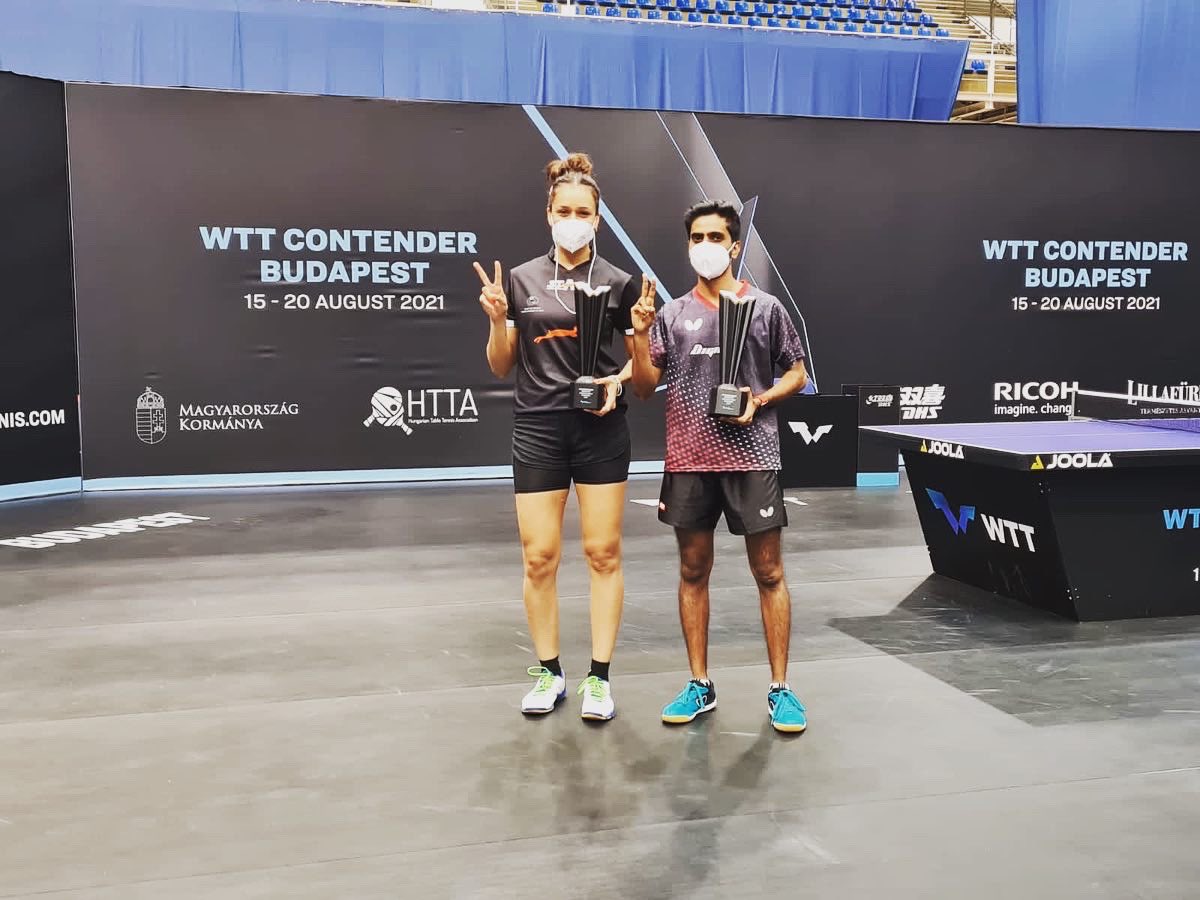 Table Tennis: Sathiyan Gnanasekaran & Manika Batra win Mixed Doubles title of WTT Contender tournament in Budapest. #TableTennis