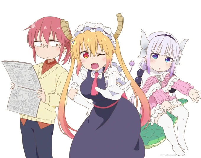 コチラ、小林さんちの日常のメイキングです✒
【下書き】【線画】【キャラ塗り】の3工程がコチラ!👀✨
小林さんが下書きからほぼそのまま完成しているのに対し、トールやカンナちゃんは慣れてないので相当苦戦したのが伝わると思います💦
線の太さや影の落とし方など色々勉強しました!🔥 https://t.co/8WqVpiWJif 