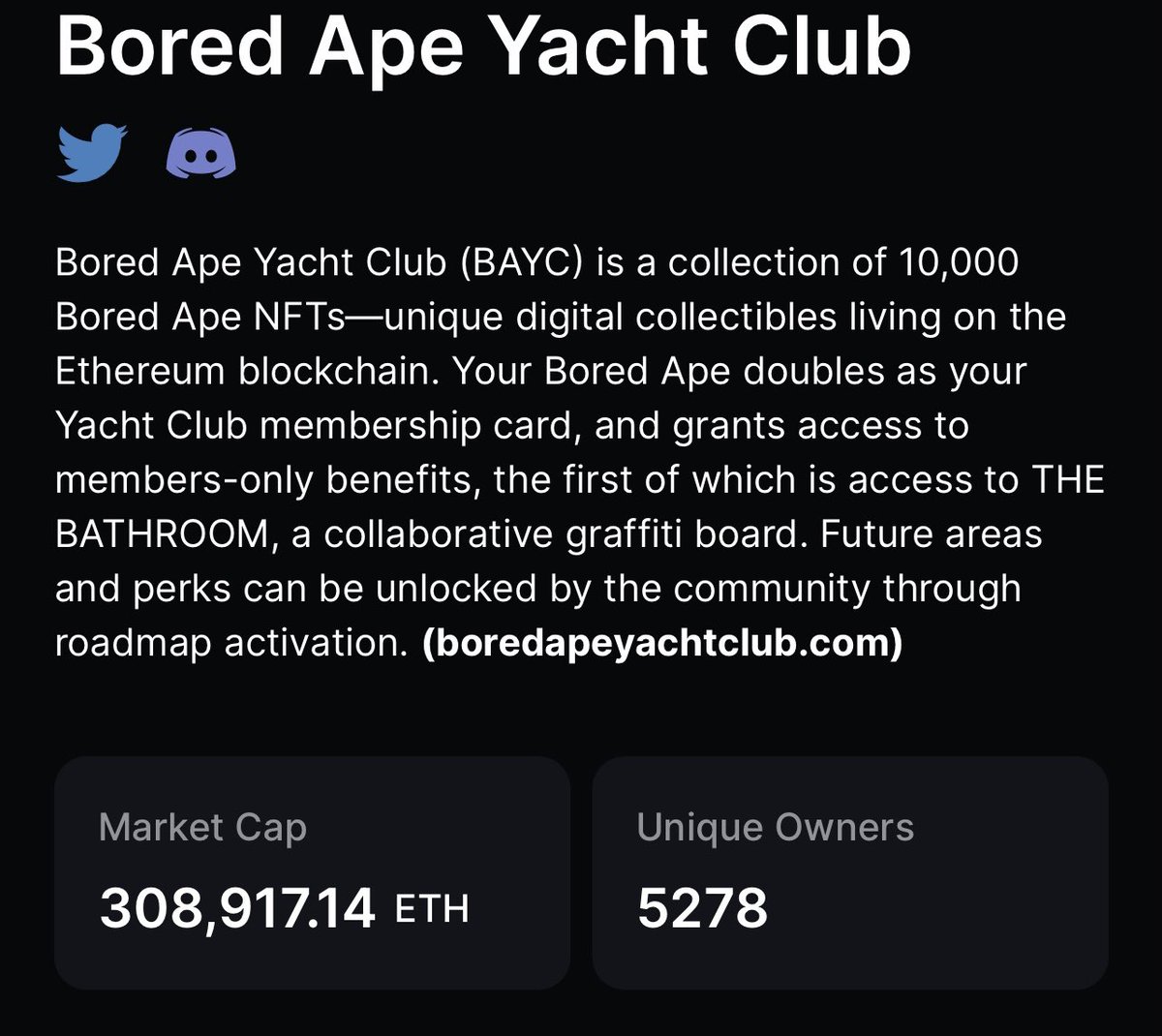 Don’t look now but #BAYC Market Cap just crossed a BILLION