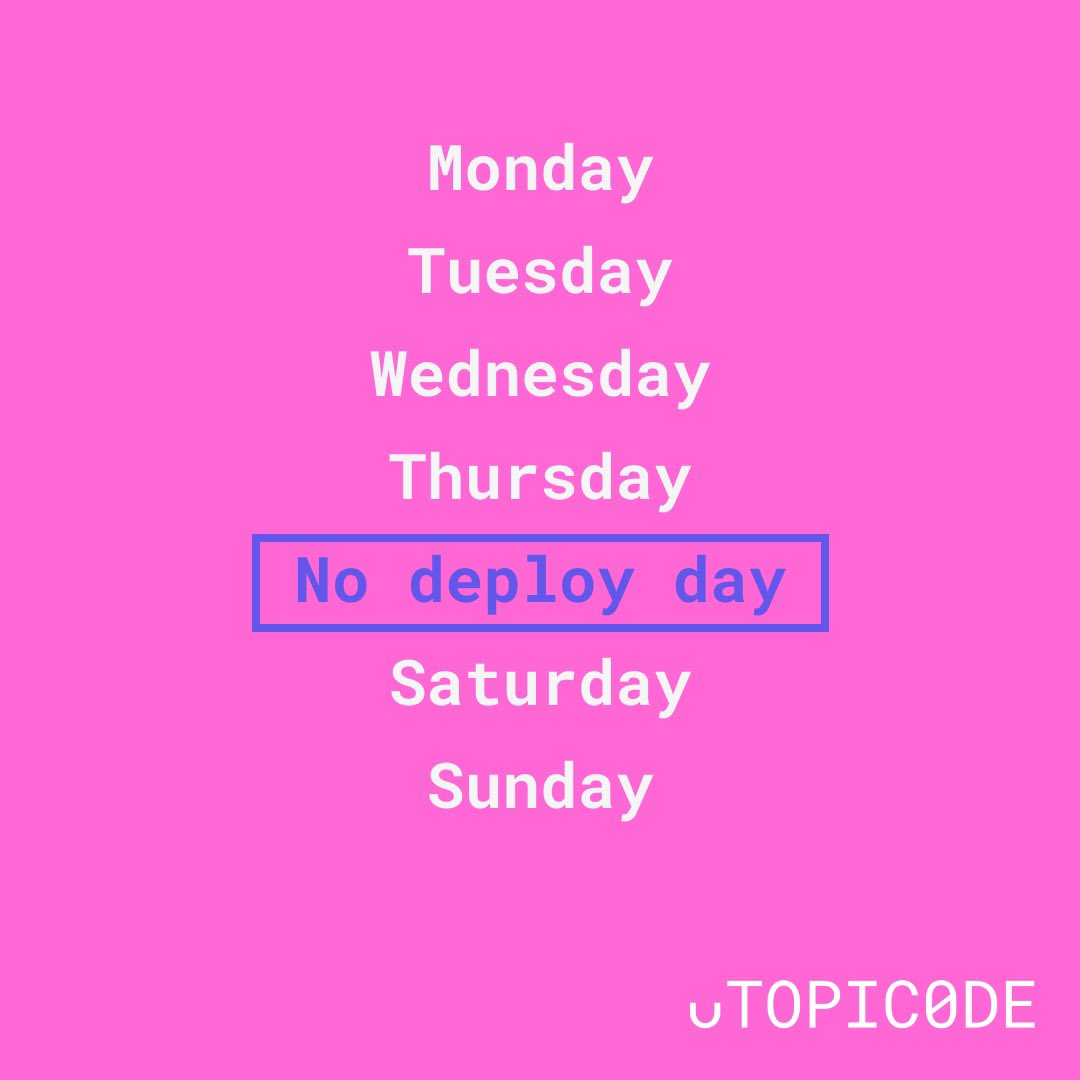 Utopicode1's tweet photo. “No Deploy Friday" is a sign of IT maturity
#deploy #tgif #techquotes #developers #devshumor #deployfriday #weekend #techhumor https://t.co/Hw5ms0aSPK