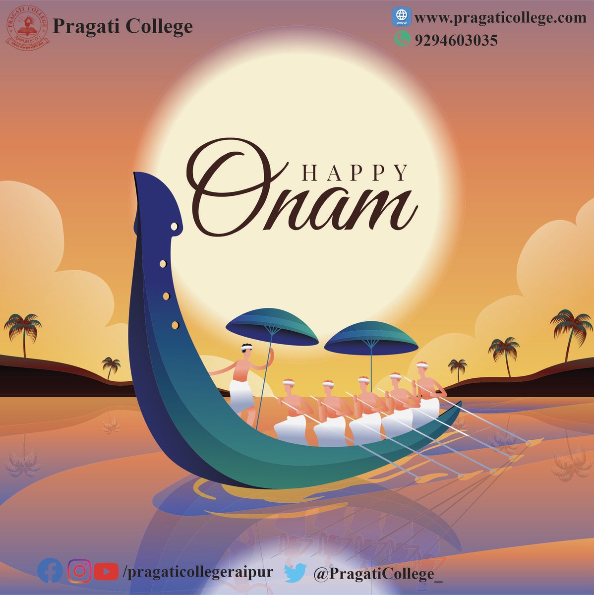 PragatiCollege_'s tweet photo. May the Spirit of Onam festival guide and light your way to the path you choose. #onam2021  #kerla  #raipur #Festivals #college #student https://t.co/csYnpuXP02