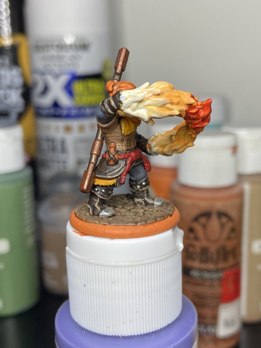 And I finally got around to painting the model I ordered for this character - the fire looks a lot better off camera, but pretty proud of how he turned out!