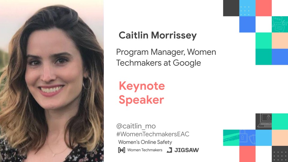 JescaBeatus's tweet photo. Introducing our keynote speaker @caitlin_mo , don't miss her today at the EAC Region Women Online Safety Hackathon
RSVP here👉https://t.co/uon3ANqQaB
@eacwtm @GDGDarEsSalaam @Kolokodess @GdgKagera
#WomenTechmakersHackathon
#WomenTechmakers
#WTMEAC https://t.co/v80XzZuLs9