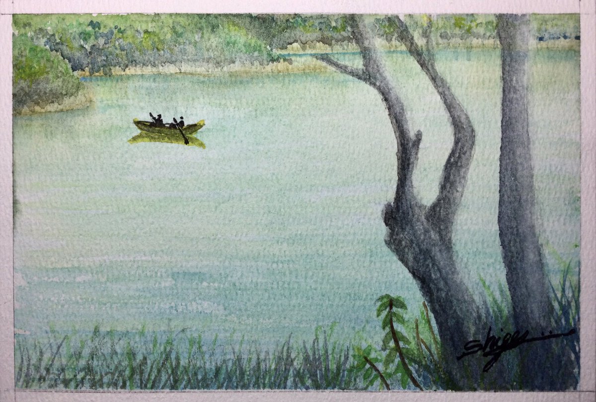 希少 黒入荷! パステル画「赤い湖面」910mm×1220mm 絵画/タペストリ