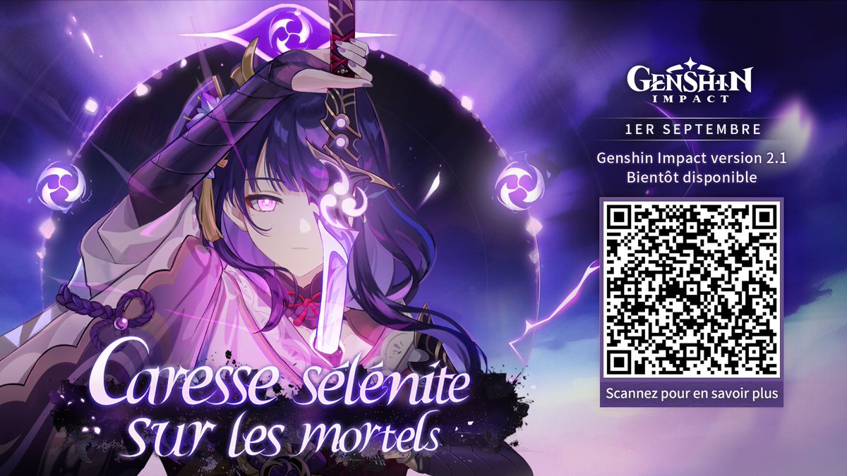TheExkill's tweet photo. Caresse sélénite sur les mortels, la nouvelle version 2.1 de Genshin Impact sera disponible le 1er septembre. https://t.co/Xhvf3PDlIq