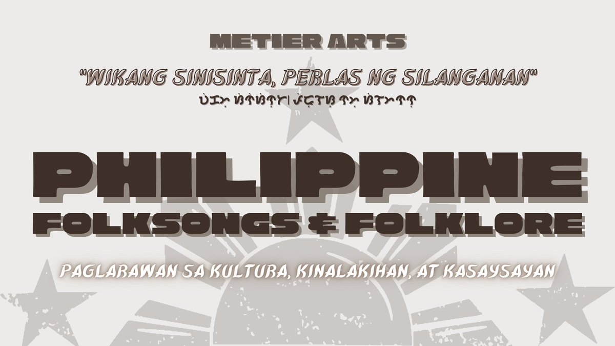 METIER_RP's tweet photo. ㅤㅤ

https://t.co/yuAATz09a4

WIKANG SINISINTA, PERLAS NG SILANGANAN

[3-4] ━━━ PHILIPPINE FOLK SONGS &amp; FOLKLORE / MYTHOLOGY

#MetierBuwanNgWika

ㅤㅤ https://t.co/xjLsuyE6aY