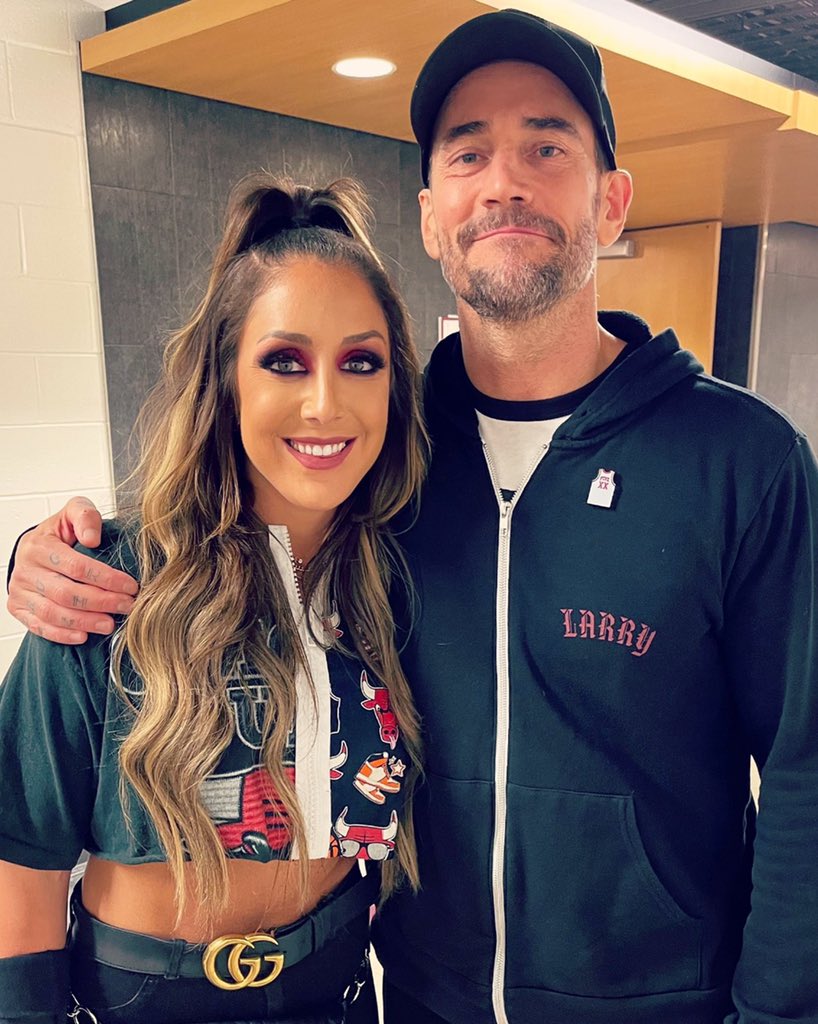 AdamGoldberg28's tweet image. Britt baker at the royal rumble 2014. Cm Punks last wrestling appearance for 7 years 

Britt baker with cm punk 7 years later at his return.