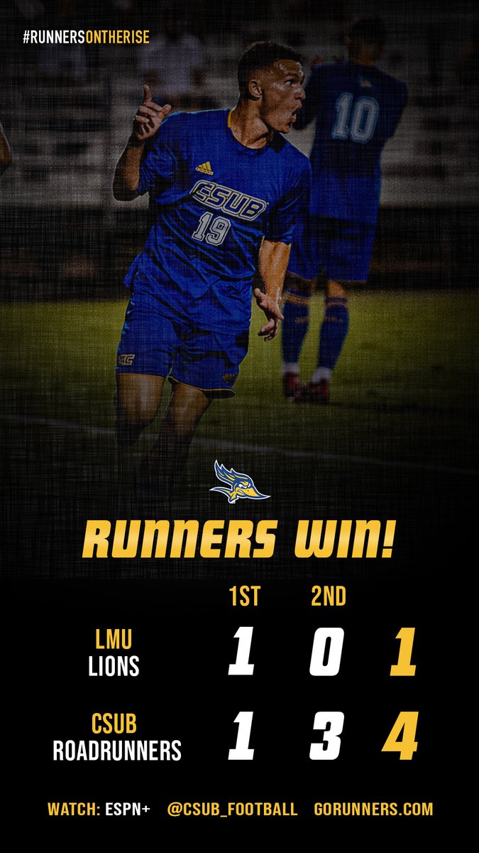 csub_msoccer's tweet photo. FT | Three second half goals delivers a win for @csub_football; Bakersfield wraps the pre-season w/ a 4-1 victory over pre-season WCC favorite LMU. #RunnersOnTheRise @BigWestSports @CSUBakersfield https://t.co/DSSeFkm2bt