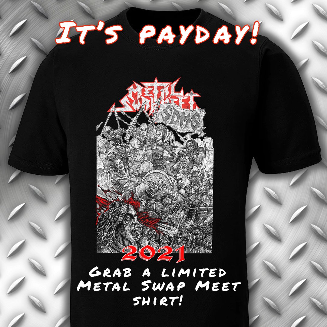 It's payday! We have limited discharge printed shirts for $30+5. They are soft touch, with a retro look. #metalswapmeet #losangelesmetal #bayareametal 
sdmetal.org/msm/metal-swap…