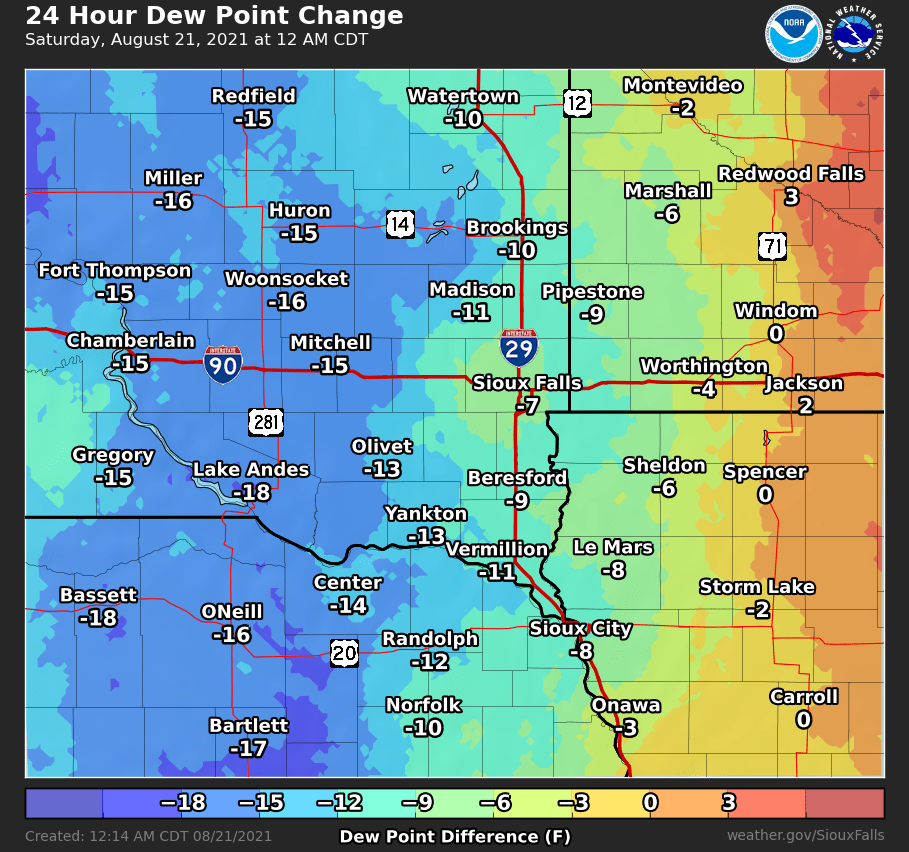 😁That's a mighty nice change moving in.  Expect a cooler and much less humid Saturday!