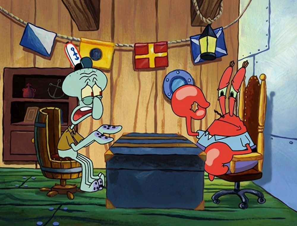 SpongeBob Quote of the Day on X: Please Mr Krabs, you gotta help me! When  they get here tonight, they're gonna see I'm just a big phony and a loser!  Oh, boo