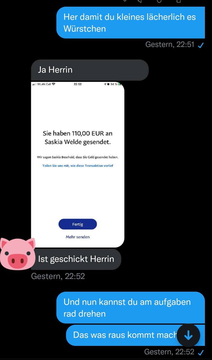 OGFartQueen's tweet photo. Wieder geilen dom chat gehabt, so sollten Sklaven sein los melden und nach machen. Wer von euch 🐷 traut sich!
#findom #geldherrin #zahlsklave #melkung
#geldherrin #zahlsklave #moneypig #moneyqueen #zahlsau #moneyslaves #geldfotze #domchat #domina #dom https://t.co/t7feFMHoep