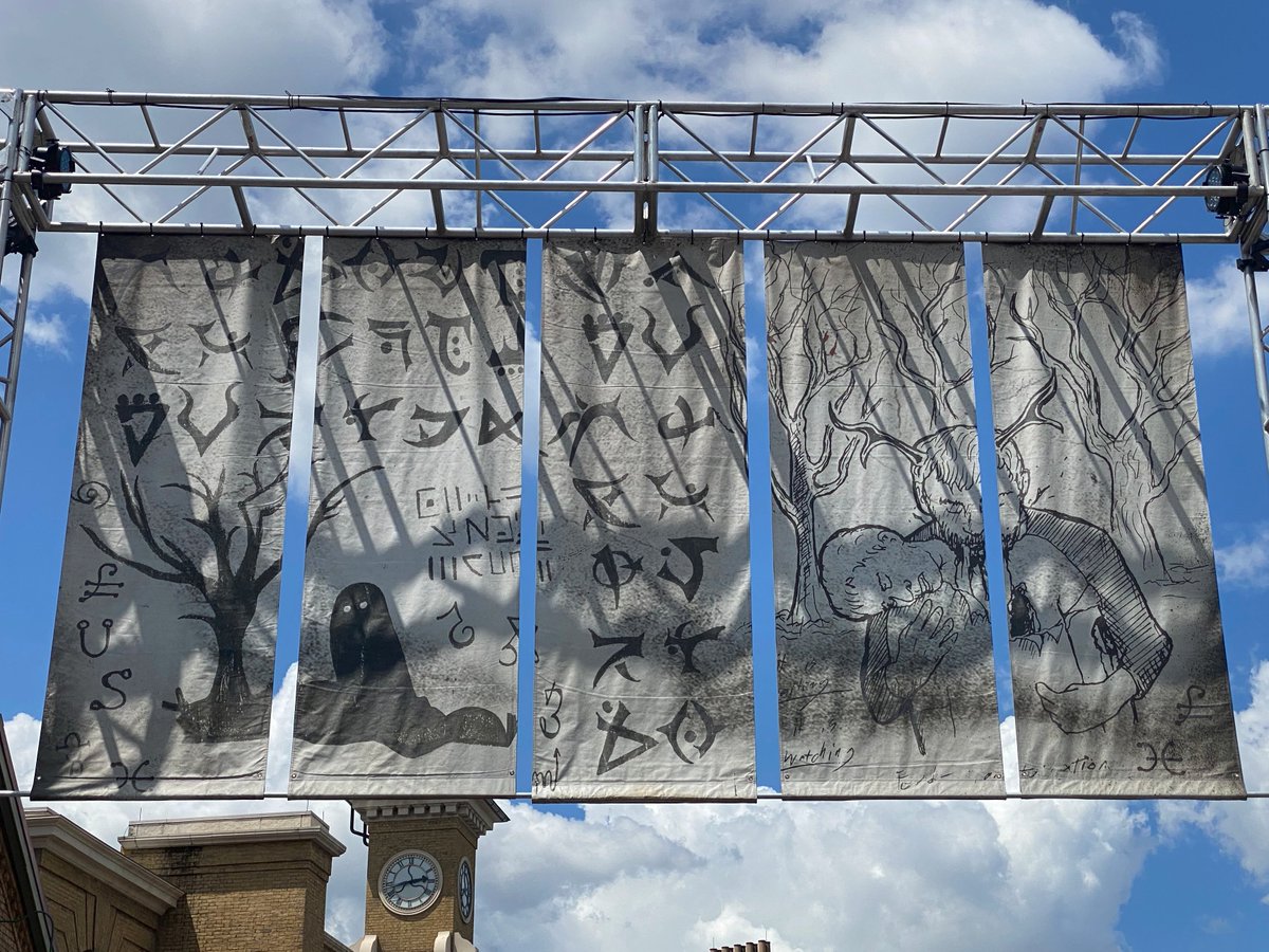 hauntvault's tweet image. The Crypt TV Banners featured in the zone are references to the Crypt Tome Book of the many monsters in the @CryptTVMonster Universe. Are you face to face some of these deadly monsters waiting for you in the fog @HorrorNightsORL? 💀 #HHN30 #CryptTV #HHNOrlando #HHN30NeverGoAlone