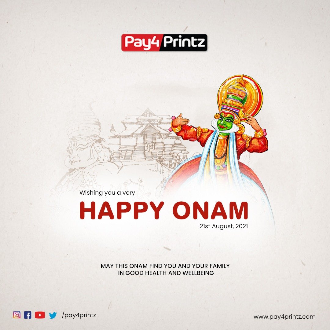 Pay4Printz's tweet photo. Wish you a happy Vamana Jayanthi. Let Onam spread the cheer
May Mahabali bless you today! And all throughout the year. Happy Onam.  #Onam #onam2021 #Onashamsakal #HappyOnam #onamwishes #onamcelebration #Mahabali #pay4printz https://t.co/crM7q9oPFJ