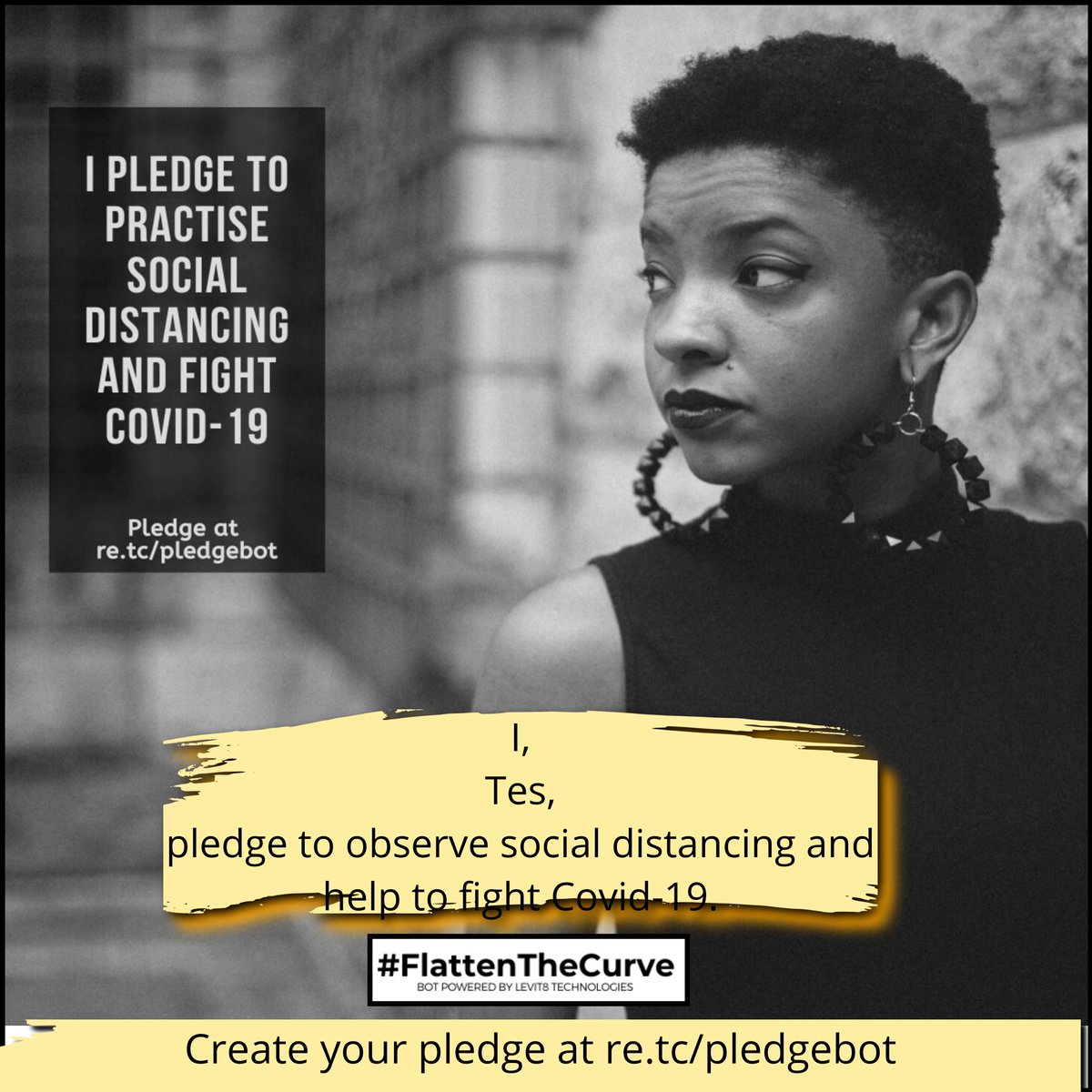 pledge_bot's tweet photo. tes just generated a pledge card to observe social distancing. Get yours here https://t.co/kkcTo4kSpb #Covid19 #FlattenTheCurve https://t.co/YVUNwq38qC