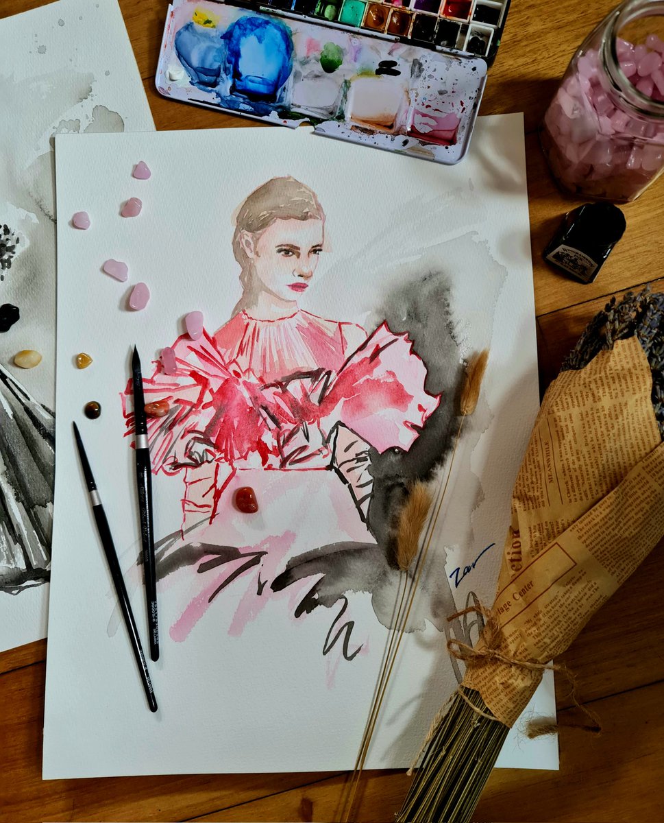 Fashion Illustration 💃 - Giambattista Valli SS19 Haute Couture @GiambattistaPR
#fashionillustration #fashionsketch #hautecouture #painting #tulle #watercolor #fashiondesigner #pink