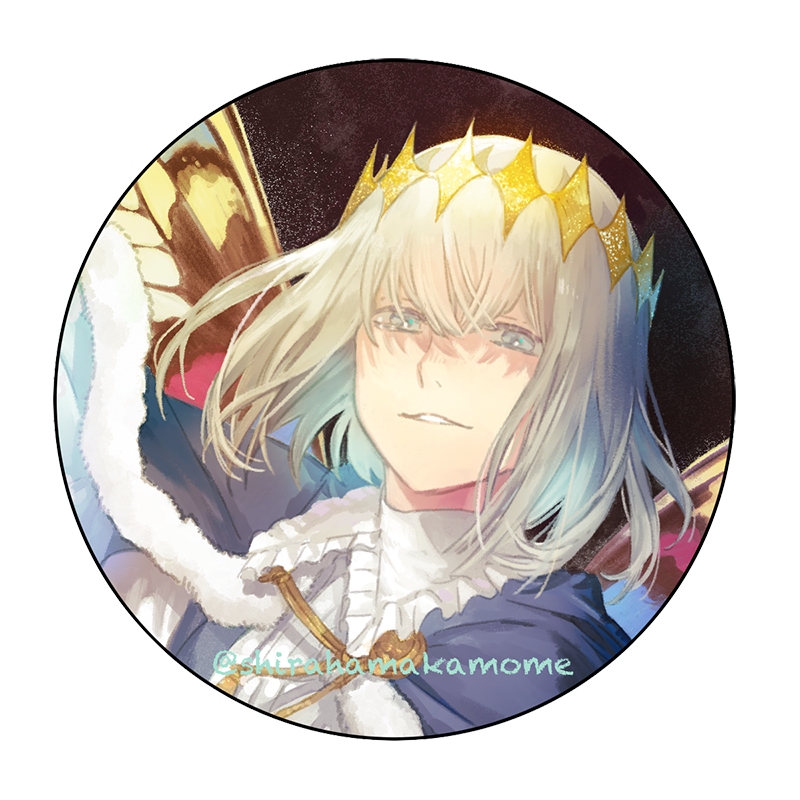 oberon (fate) 1boy male focus crown solo blue eyes wings smile  illustration images
