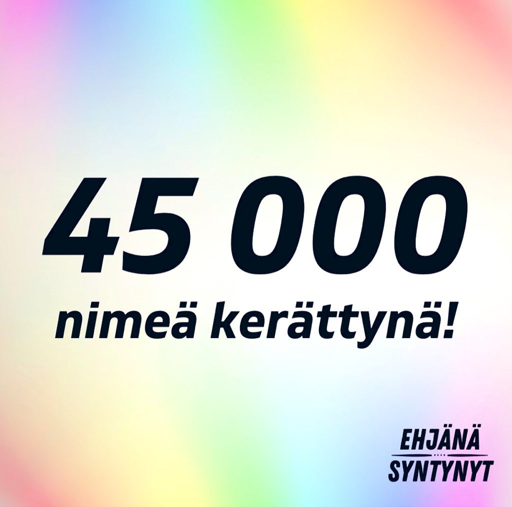 Tommi_Kinnunen's tweet image. Tämä tärkeä kansalaisaloite vaatii enää vajaat 5 000 allekirjoitusta päästäkseen käsiteltäväksi eduskuntaan. Jos et ole vielä allekirjoittanut aloitetta, tee se nyt!

Lopetetaan henkinen väkivalta. Allekirjoita aloite osoitteessa kansalaisaloite.fi/fi/aloite/8747

#ehjänäsyntynyt