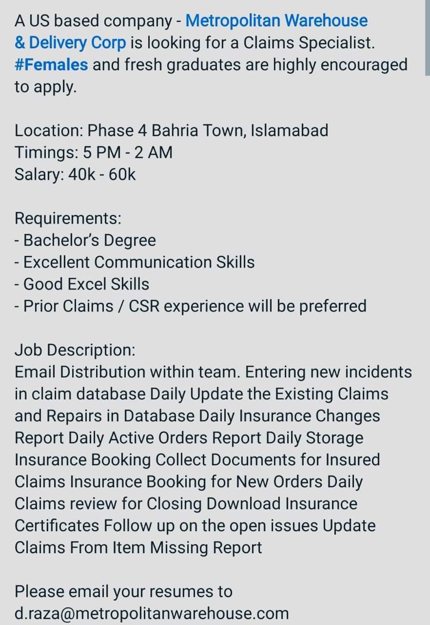 metropolitan warehouse and delivery islamabad