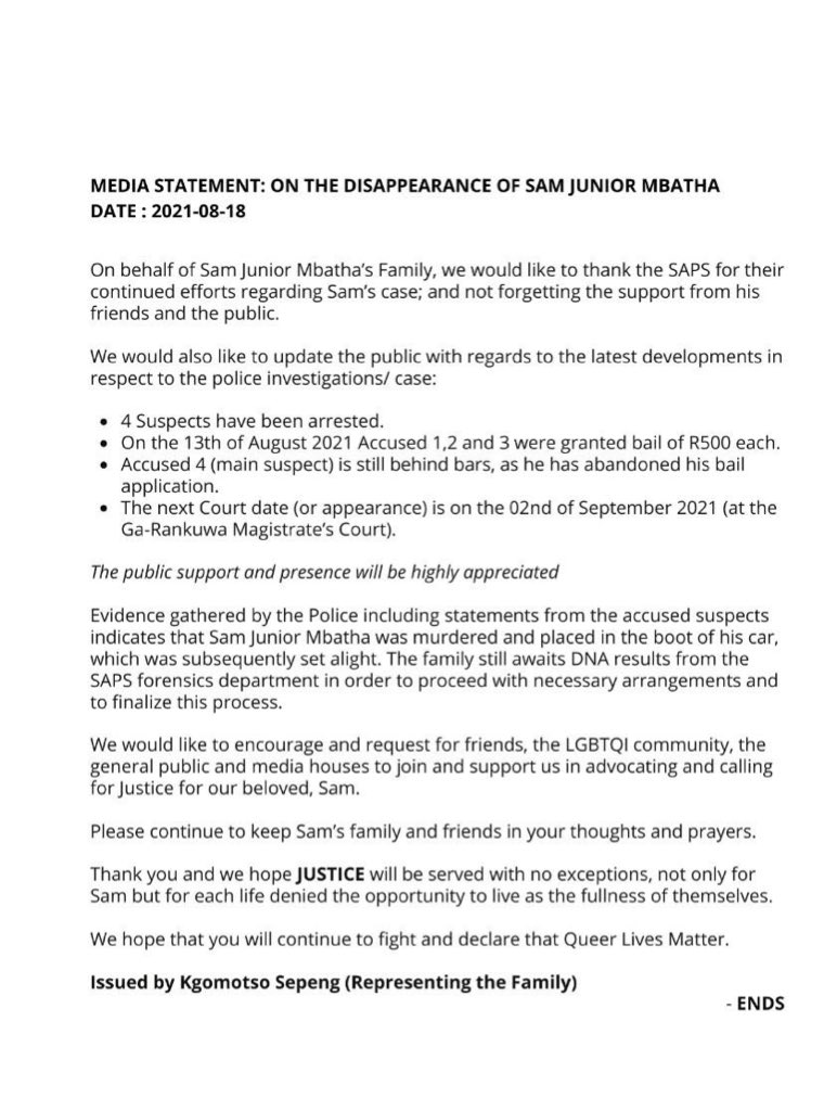 PhilMphela's tweet image. #RIPSamMbatha #JusticeForSam