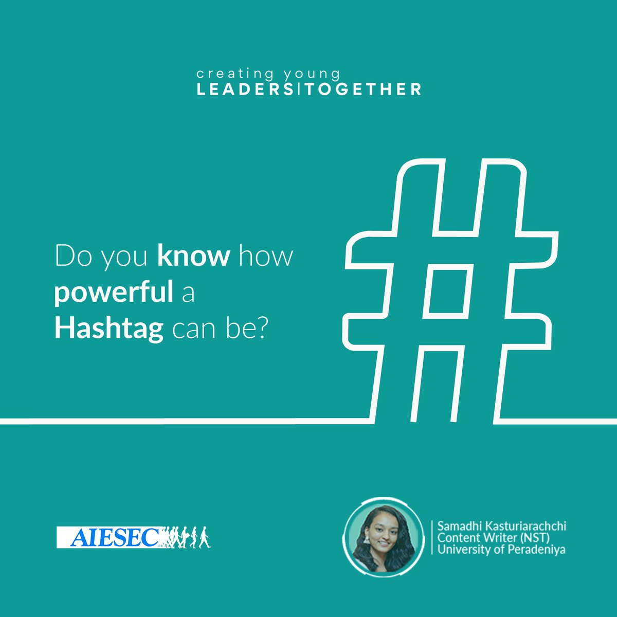 AIESEClk's tweet photo. Have you ever thought about how a little symbol like a #Hashtag Do you want to know how this trend started and how it has influenced us all?
Link : https://t.co/63jfaCKXi5
#AIESEC #AIESEClk #Blog #PowerOfHashtags #SocialMedia #Marketing #Trends #Branding #ShowcaseYourStory https://t.co/whQvkFnEBI