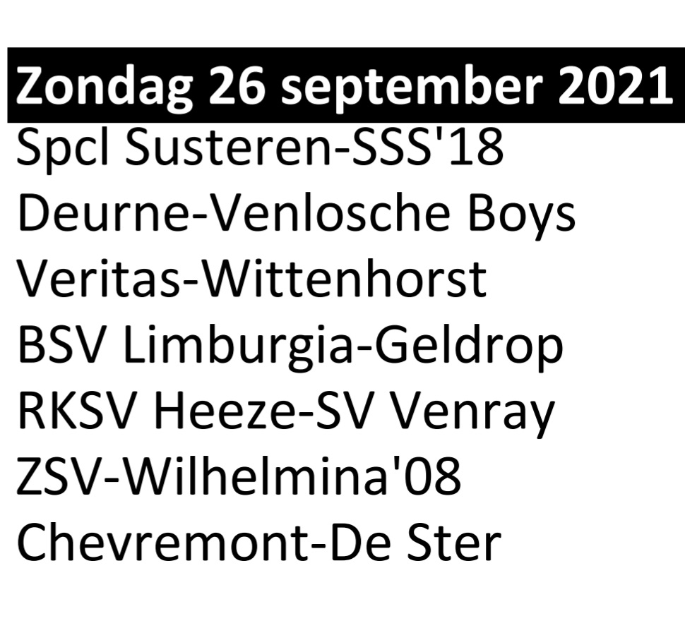 Op zondag 26 september start de competitie voor <a href="/ZSVZeilberg/">Z.S.V.</a> met een thuiswedstrijd tegen Wilhelmina'08 uit Weert.