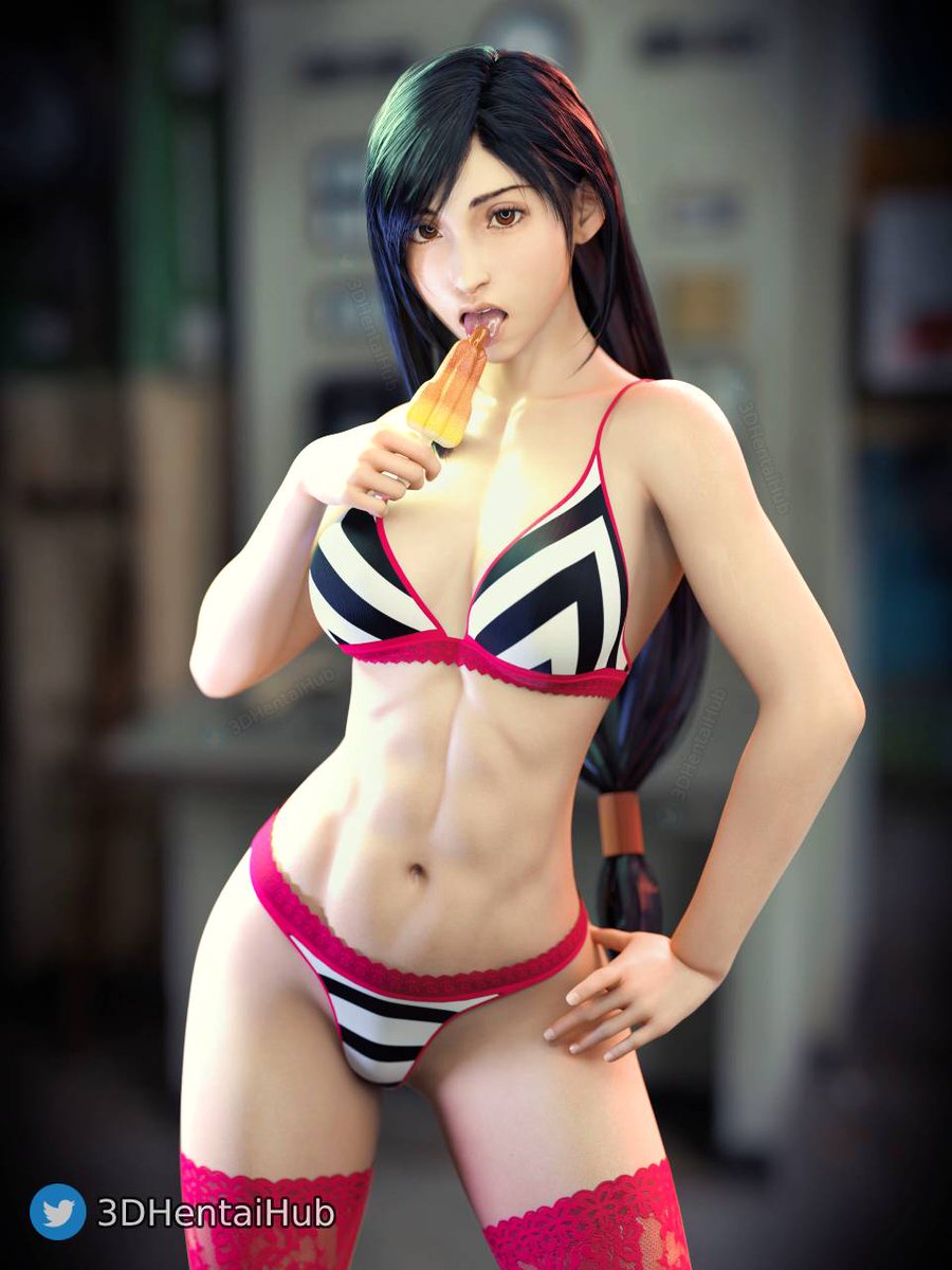 2 pic. Time for the #NSFW versions! Let me know what you think! Model by @mustardsfm #FF7Remake #FinalFantasy #TifaLockhart #FFVII #blender #blendercycles #3DCG #popsicle #hentai #pinup #boobs https://t.co/iJBmHb5JvW