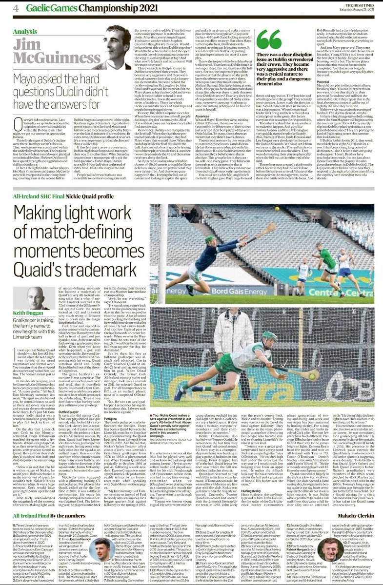 LiamPRyan91's tweet photo. Must read #allirelandfinal special in @IrishTimes featuring @nickyjenglish @MrJackieTee @MalachyClerkin @KeithDugganIT and Seán Moran #corkvlim 
#buyapaper #buyanePaper https://t.co/OG8WgCIHQZ