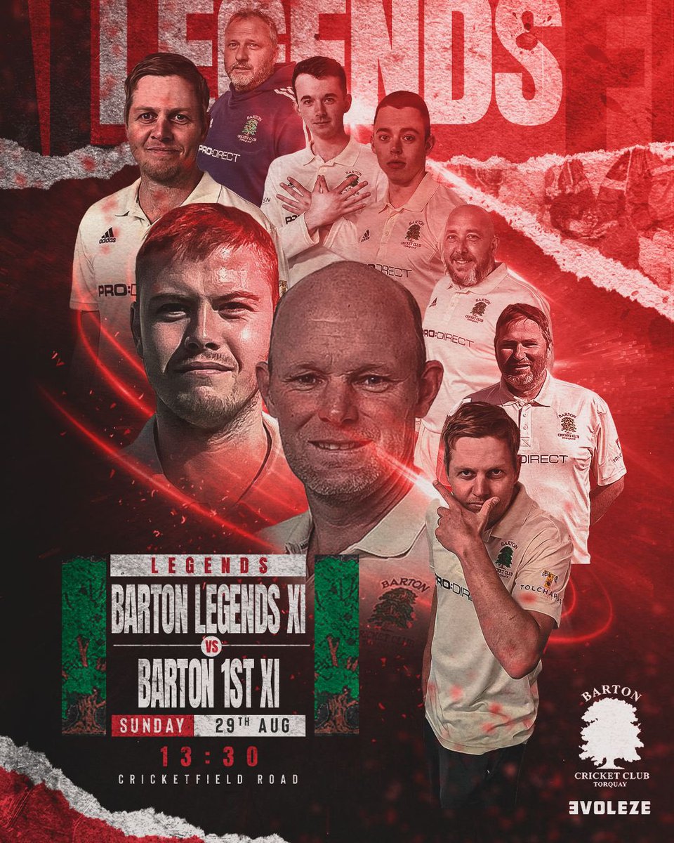 The most anticipated fixture of year is nearly upon us as a Barton XI lock horns with the Barton Legends!! The legends are looking to reclaim the Urn at the 6th time of asking!! Do not miss it!! #legendsday #rememberourfallen
