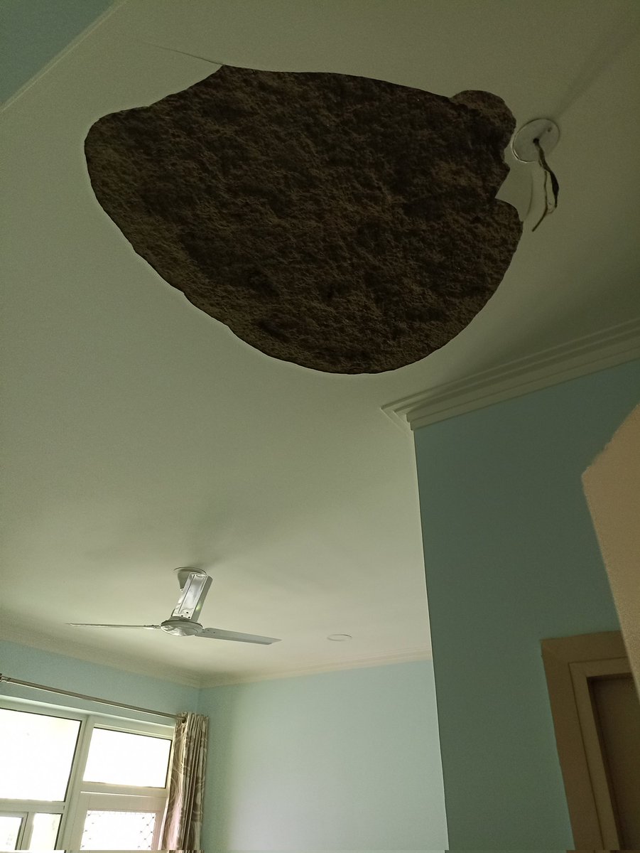 AKOpinionated's tweet photo. @gaursons @OfficialGNIDA @tejpalnagarMLA - The ceiling of my house in 11th Avenue, Gaur City 2 fell. You have created a death trap for all of us. Very poor quality of construction material used and no civil inspection done by your engineers. https://t.co/tozWA1C4RZ