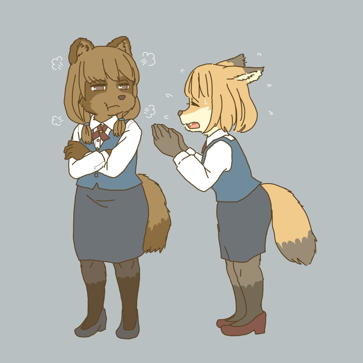 「ひたすら謝るキツネ 」|エカキ510（生物模倣組合）のイラスト