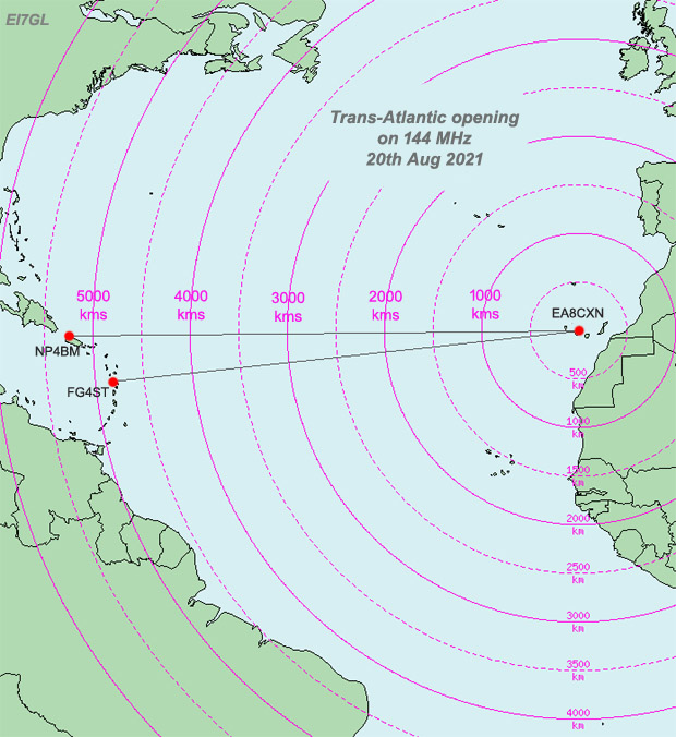 ei7gl's tweet image. Day 2 of the trans-Atlantic opening on 144 MHz and it seems as if the conditions were even better... ei7gl.blogspot.com/2021/08/day-2-… #144MHz