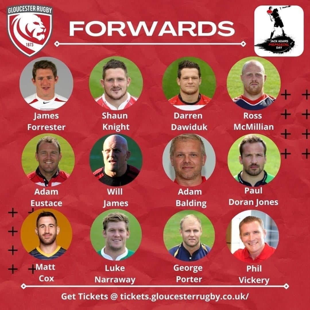 Joe Adams (@jadamo784) on Twitter photo SQUAD ANNOUNCEMENT!!
Here are your Gloucester Legends forward pack for the Jack Adams memorial game @ Kingsholm on 5th Sep!
Head to facebook.com/JackAdamsMemor… for more info
Tickets on <a href="/gloucesterrugby/">Gloucester Rugby 🍒</a> website. SQUAD ANNOUNCEMENT!!
Here are your Gloucester Legends forward pack for the Jack Adams memorial game @ Kingsholm on 5th Sep!
Head to facebook.com/JackAdamsMemor… for more info
Tickets on <a href="/gloucesterrugby/">Gloucester Rugby 🍒</a> website.