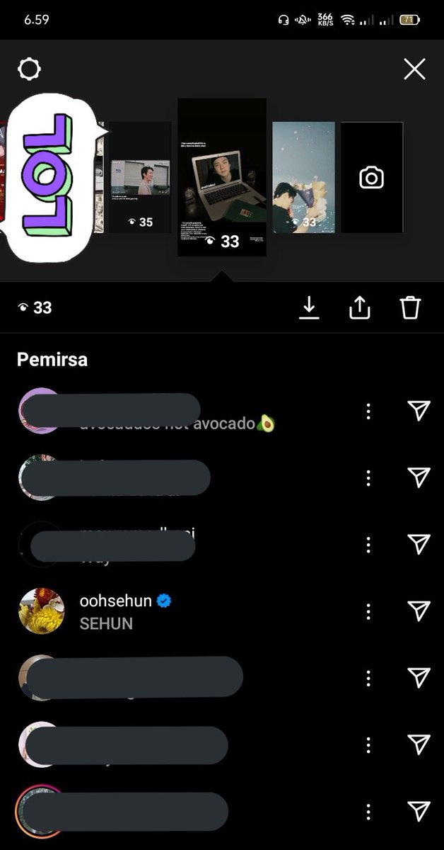 EXOPublicity's tweet photo. Sehun is viewing &amp; reading EXOLs DM &amp; Tagged Stories @weareoneEXO 📷cr. https://t.co/bfeYl2FKQ4