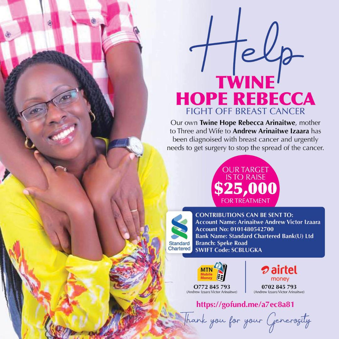 MukundaneAble's tweet photo. Everyone wants to have a healthy lifestyle and our sister Hope Rebecca is in need of our help. She's fighting breast cancer.
Any donations will be appreciated. God bless you 
https://t.co/xlGsvQbMmU
#SaveHopeRebecca https://t.co/ClhI0bayrD