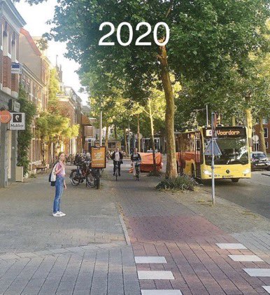 Dos chicas en mismo lugar en Utrecht en 1982 y 2020

La diferencia clara: no solo mobiliario urbano y árboles sino verdadera transformación de los modos de movilidad urbana

De calle para coche particular a movilidad activa (pie y bici) y transporte público

Via @FouadUrbanist