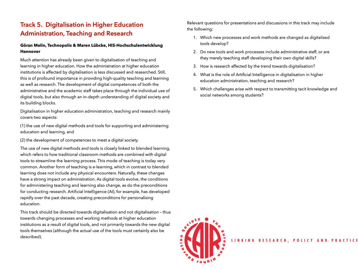TheEAIR's tweet photo. #Digitalisation in #HE #administration, #teaching and #research becomes more and more relevant. #EAIR2021 participants will have the chance to learn more about this in #TRACK5. Don't miss this chance and register now at: https://t.co/jibQZdLi9e #EAIR @humboldtUni #highered https://t.co/V0yOaO83w9